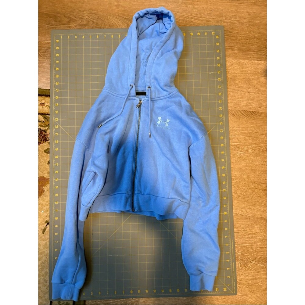 Under Armour Light Blue Cropped Full-Zip Hoodie Jacket
